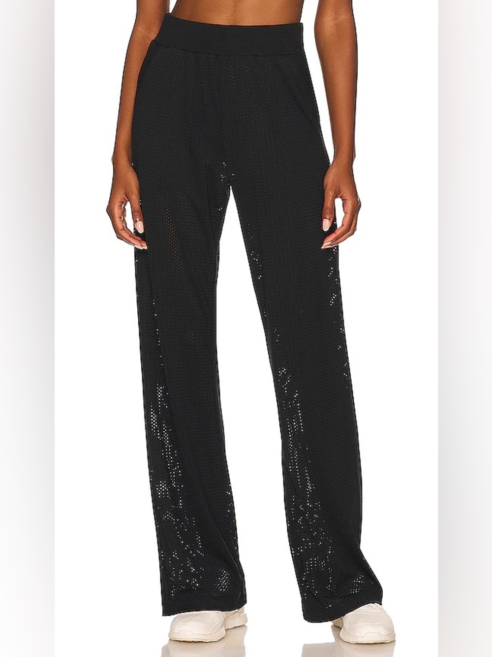 NWT ALO Yoga Mesh All-Star Wide Leg Pant in Black - L